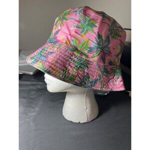 Tropical Palm Bucket Hat Pink and Green Beach Hat UnisexAdult/Junior